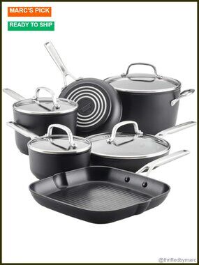 Hard Anodized Induction Nonstick Cookware Pots and Pans Set 10-Piece